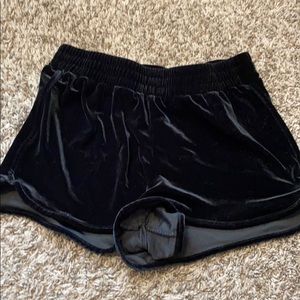 velvet shorts.